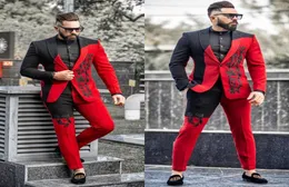 Stylish Men039s Suits 2022 Two Pieces Lace Applique Wedding Tuxedos for Man Modern Patchwork Blazer Suit Casual Outfit1298826