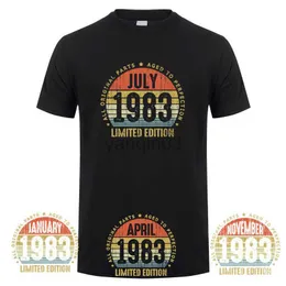 Mäns T-shirts gjorda i januari 1983 T-skjorta Kort ärm född i september oktober november varje månad 1983 Topps födelsedagspresent Dy-071 J230602