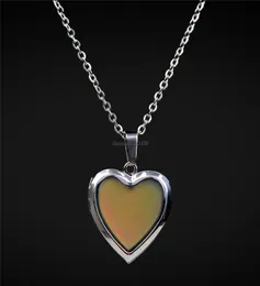 Heart locket necklace Temperature sensing Color Changing stainless steel chain women necklaces fashion jewelry will and sandy gift7619039