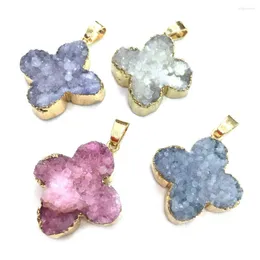 Подвесные ожерелья натуральный камень драгоценный камень четырехлетальный цветочный цветочный в форме цветочных цветов