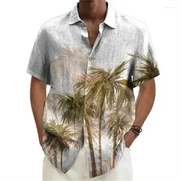 Men's Casual Shirts Men Hawaiian Vacation Social Leaf Pattern Fashion Camisa Y2k Short Sleeve Floral Shirt Formal And Elegant Male Clothes