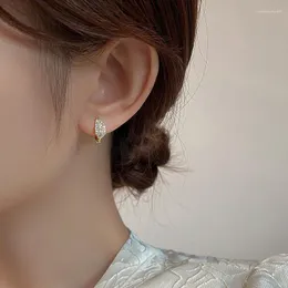 Hoop Earrings Fashion 925 Sterling Silver Korean Leaf For Women Zircon Girl Sexy Jewelry Gift