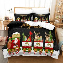 Set di biancheria da letto Cartoon Christmas Set Copripiumino Babbo Natale King Quilt Decorativo Camera da letto per bambini Hotel Bed L221025