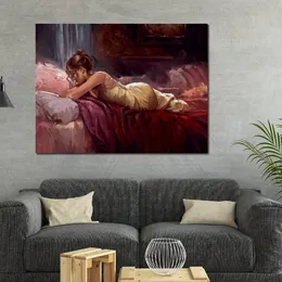 Beautiful Figurative Canvas Art Lost in Thought Textured Oil Paintings Dancer Modern Artwork Office Wall Decor Hand Painted