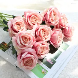Fiori decorativi Flanella Simulazione Fiore Rosa Soggiorno Decorazioni per la tavola Ornamenti finti Puntelli per riprese di nozze San Valentino Fai da te