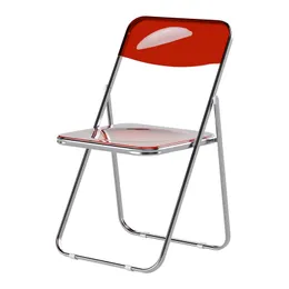 Cadeira de maquiagem transparente Rede acrílica vermelha estilo ins encosto encosto simples cadeira de jantar para casa cadeira dobrável para loja de roupas