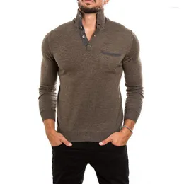 Мужские рубашки Mens Mens Fashion Solid Color Slim Fit Word Talk Open футболка 2023 Мужская осень с длинным рукавом свободный причинный пуловер
