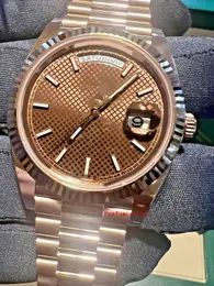 Prezydent Day-Date 228235 18K Rose Gold Chocolate Motif Dial 40 mm moda marka Automatyczna wodoodporna szafirowa męska zegarek