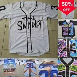 Xflsp glamit mens rodriguez #30 The Sandlot Movie Button Down Down Baseball Jersey 100% zszyty Mike Vitar Benny „The Jet” Rodriguez Jerseys