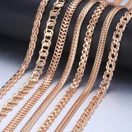 Chains Personalize Necklace For Women Men 585 Rose Gold Venitian Curb Snail Foxtail Link Fashion Jewelry 50cm 60cm CNN11282Z