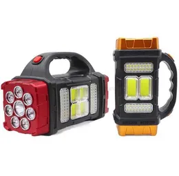 Portable Solar LED Flashlight With COB Work Lights USB Rechargeable Torch Light Solar Lantern Power Bank for Camping Hiking Lamp Alkingline