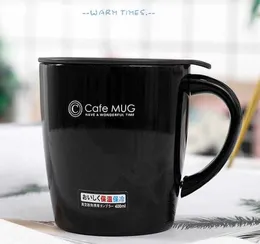 Tampas de caneca de aço inoxidável com alça de café Novo copo de vácuo de almoço com alça de vidro de água de café frasco de cerveja portátil canecas de presente criativas