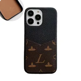 Telefonfodral Designer iPhone -fodral Luxury Wallet Card Holder för Apple iPhone 15 14 Pro Max 14 Plus 13 12 Mini 11 Promax X XR XS XSMAX 7P 8P 13Pro Fashion Leather Flower Cover