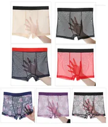 Underpants Men Ultrathin Transparent Boxershorts Sexy Seamless Underwear Pants Male Midrise Mesh Hombre Homme Panties Boxer Shor5992868