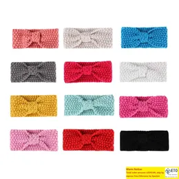 Kids Girls Winter Crochet Warm Headbands Baby Xmas Turbon Knot Knitted Hairband Ear Warmer Childrens Princess Accessories for Toddler