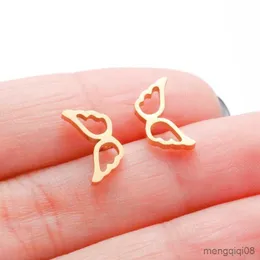Urok Lucky Angel Wings ze stali nierdzewnej złote kolczyki dla kobiet Mini Animal Butterfly Ear Kids Girl Stud Jewelry R230603