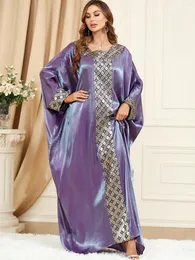 Ubranie etniczne Eid Summer muzułmańska sukienka Kobiety abaya nietoperz Rękaw 11 luźne afrykańskie satynowe kaftan indyka vestidos marokański kaftan elbise