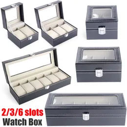 Watch Boxes Cases 2/3/6 Slots Watch Storage Box Pu Leather Watch Organizer Mechanical Watches Display Holder Cases Jewelry Gift Box porta orologi 230602