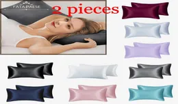 Top FATAPAESE Solid Silky Satin Skin Care Silk Hair Anti Pillow Case Cover Federa Queen King Full Size2797100