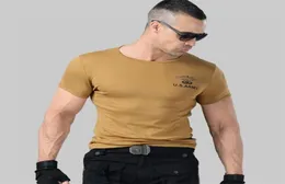Men039s Army T Shirt Summer Military Cotton Tshirt Body Sculpting Short Sleeve High Elasticity Stretch Slim Fit Male Tshirt 219050981