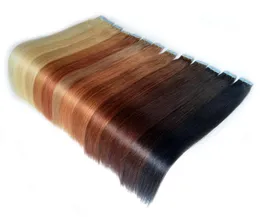 Pu Skin Weft Straight Tape In Human Hair Extensions Dark Auburn Remy 40 Pieces Blonde 200390392203903924quot26quot8437642
