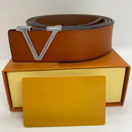 Belt111 TS Classic Fashion Cintura Casual Letter Smooth Buckle Waistband Womens Mens äkta läderbältesbredd 3,8 cm med orange låda