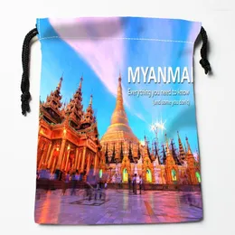 Storage Bags Sunset Under Myanmar Drawstring Custom Printed Receive Bag Compression Type Size 18X22cm