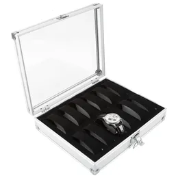 Obserwuj skrzynki skrzynki 1PCS 6/12 Grids Glots Aluminiowe zegarki Aluminiowe pudełko biżuteria Wyświetlacz Square Cuter