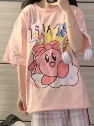 T-Shirt Deeptown Kawaii Pink Cartoon Print T-shirt Sweet Korean Street Clothing Top Casual Feminino Loose and Cute Graphic Cotton P230603