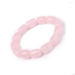 Braccialetti con ciondoli FYJS Unici fatti a mano a forma ovale Perline Quarzo rosa rosa Bracciale elastico Turchesi verdi Pietra Gioielli in stile etnico