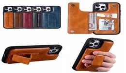 Kartentasche Pack Brieftasche Lederhüllen für iPhone 14 Pro Max 13 12 11 X XR XS MAX 8 7 6 Plus Luxus Handgelenk Band Strap Halter Push Gr5695258