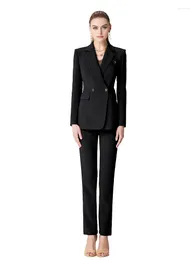 Women's Two Piece Pants Black Business Suit Set Women Female High-end Professional Attire Formal Overalls Blazer Ensemble Femme 2 Pieces