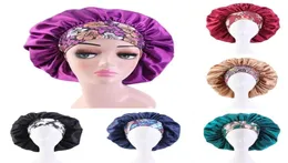 Women Satin Night Sleep Cap Hair Bonnet Hat Silk Head Cover Elastic Band Nightcap Bath Spa bonnet Baotou Head Wearing Turban Cap6327415