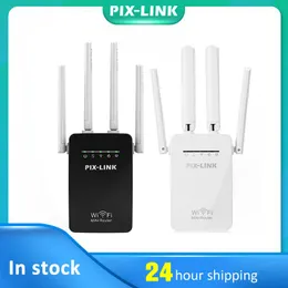 Routers PIXLINK Wireless WiFi Repeater 300mbps Single Repeater Extender 4 Antennas Signal Range Extender Home Network