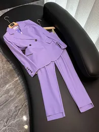 Purple Women Suits Peak Lapel Double Breasted Fashion Wear