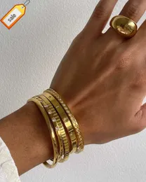 Gioielli da donna da donna Bracciale rigido in oro espandibile ispirato al design impilabile Bracciale rigido con polsino aperto in acciaio inossidabile