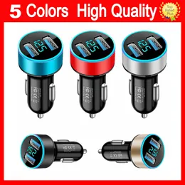 Car Charger Dual USB 5V 3.1A QC Adapter Cigarette Lighter LED Voltmeter For All Types Of Mobile Cell Phones Quick Charge Car-Charge Car-Charger Car Charging Quick Charge