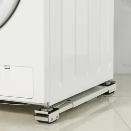 洗濯機のためのホイール付きフックレールレール洗濯機サポートスタンド可動性調整可能な冷蔵庫ベースホルダーモバイルローラーブラケット24ホイール230603