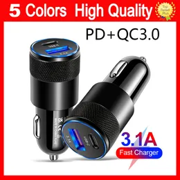 PD USB Car Charger 66W Super Fast Charging car charger Adapter For iPhone 13 12Pro Xiaomi Samsung Quick Charge 3.0 USB C Charger