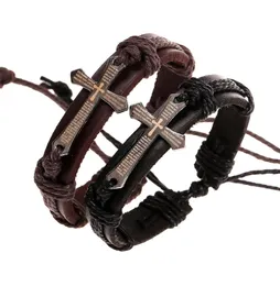 Cross Bible Urban Charm Men Bracelet Handmade Genuine Leather Bangle Wristband Retro Religious Jewelry for Men Women Bracelets8813680