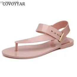 Covoyyar 2022 Summer Bohemia Fashion Flat Women Sandals Slingback Cut Out Buckle Flip Flops Rome Slip on Beach Shoes WSS317 L230518