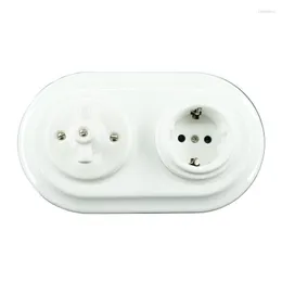 Smart Home Control Double Wall Switch Socket Flush-mounted 2 Porcelain Frames