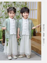 Męskie dresy tradycyjne chińskie styl tang garnitur Hanfu Baby Boy Spring Ubrania maluchowe topy spodnie Zestaw odzieży