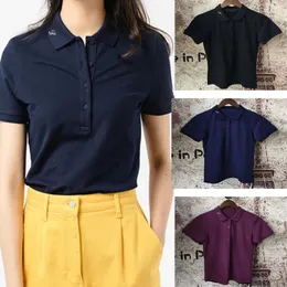 Polos 2021 Alta Qualidade Crocodilo Mujer Camisa Polo Camisa Confortável Forro Chemise Femme Top Manga Curta Vestido de Algodão