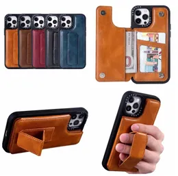 Kartentasche Pack Brieftasche Lederhüllen für iPhone 14 Pro Max 13 12 11 X XR XS MAX 8 7 6 Plus Luxus Handgelenk Band Strap Halter Push Gr8797528