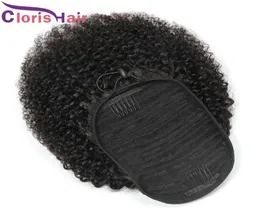 Kinky Curly Clip Ins Drawstringポニーテール8Quot22quot Peruian Human Hair Hair Ponytail Extensions Afro Curls Pony Tail for 5580022