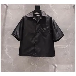 Mäns casual skjortor 2021 kvinnor och mens skjorta märke korta blusar klassiska inverterade triangel lös importerad högkvalitet nylonverktyg dhdtx