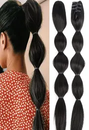 Perucas Sintéticas LUPU Black Brown Bubble Ponytail Long Straight Claw Clip On Pony Tail Hairpieces For Women Natural Fake Hair Pieces1600786