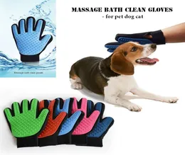 PET GROOMING DOG CAT Massage Bath Clean Gloves 3D Mesh TPR Gloves Brush 5 Färger med Retail Box1210777