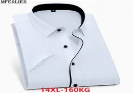 men shirts short sleeve office formal summer mens cotton shirt pocket business larger size big 8XL 11XL 12XL plus shirt 54 56 584705905